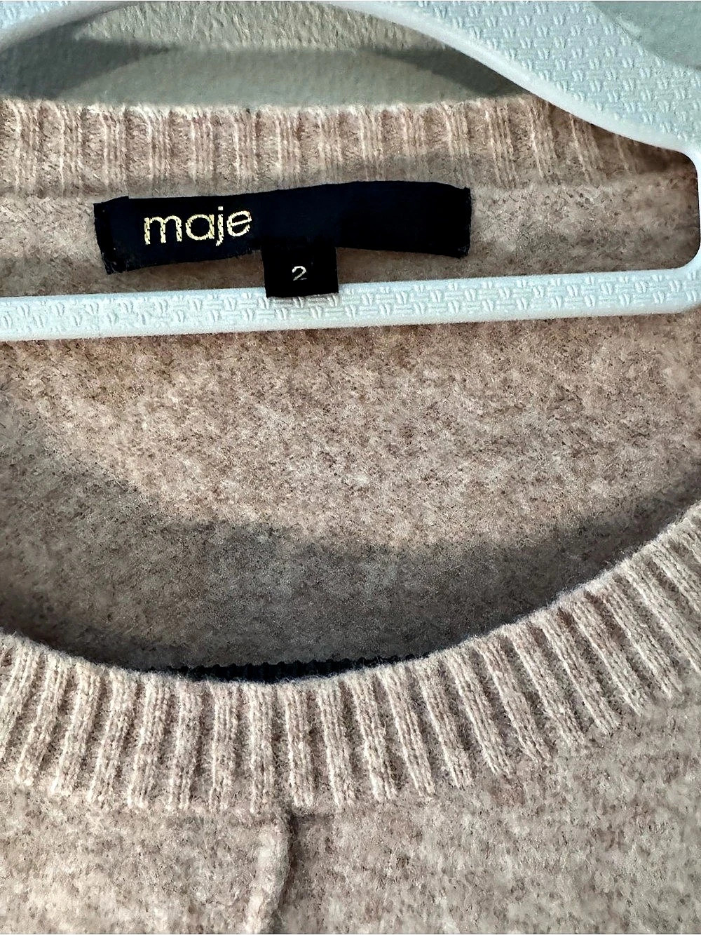 maje Wool Crew Neck wool Sweater in oatmeal Size 2